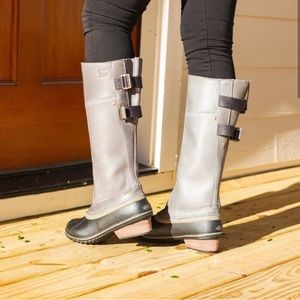 Sorel Women's Slimpack Riding Tall II Mid Calf Boot, Quarry, Pebble, 9.5